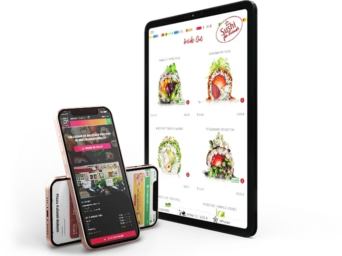 iOS- und Android-App des Lieferdienstes auf zwei Smartphones